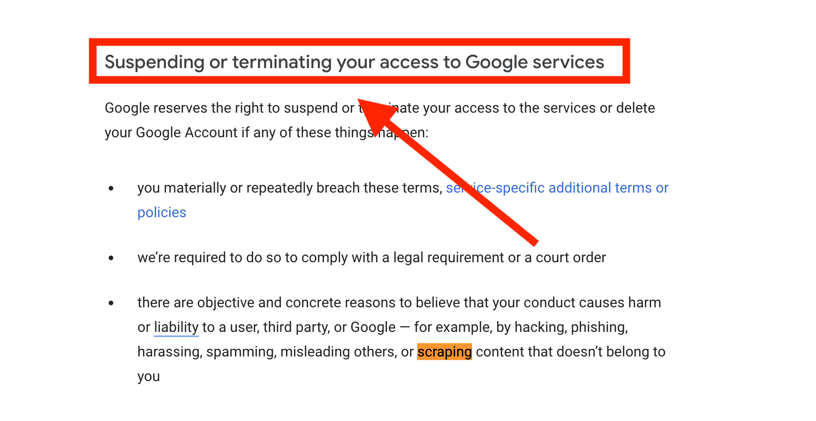 google suspending account if scraping activity detected.png