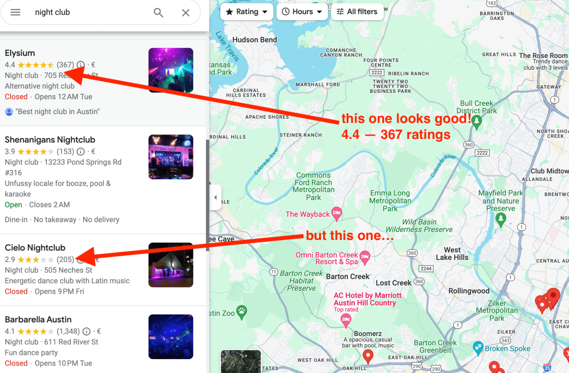 nightclubs reviews score austin google maps.png
