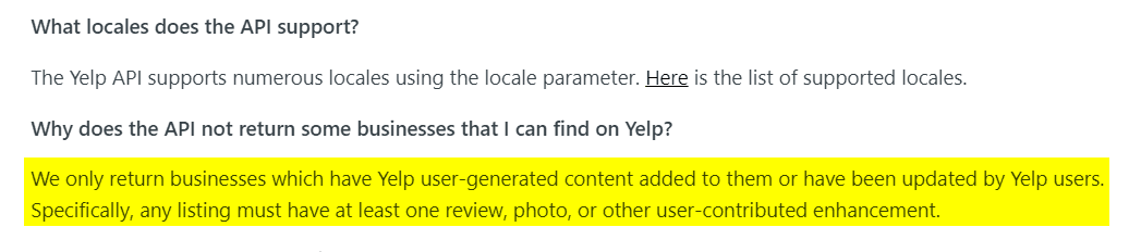 what locales does the yelp fusion api support